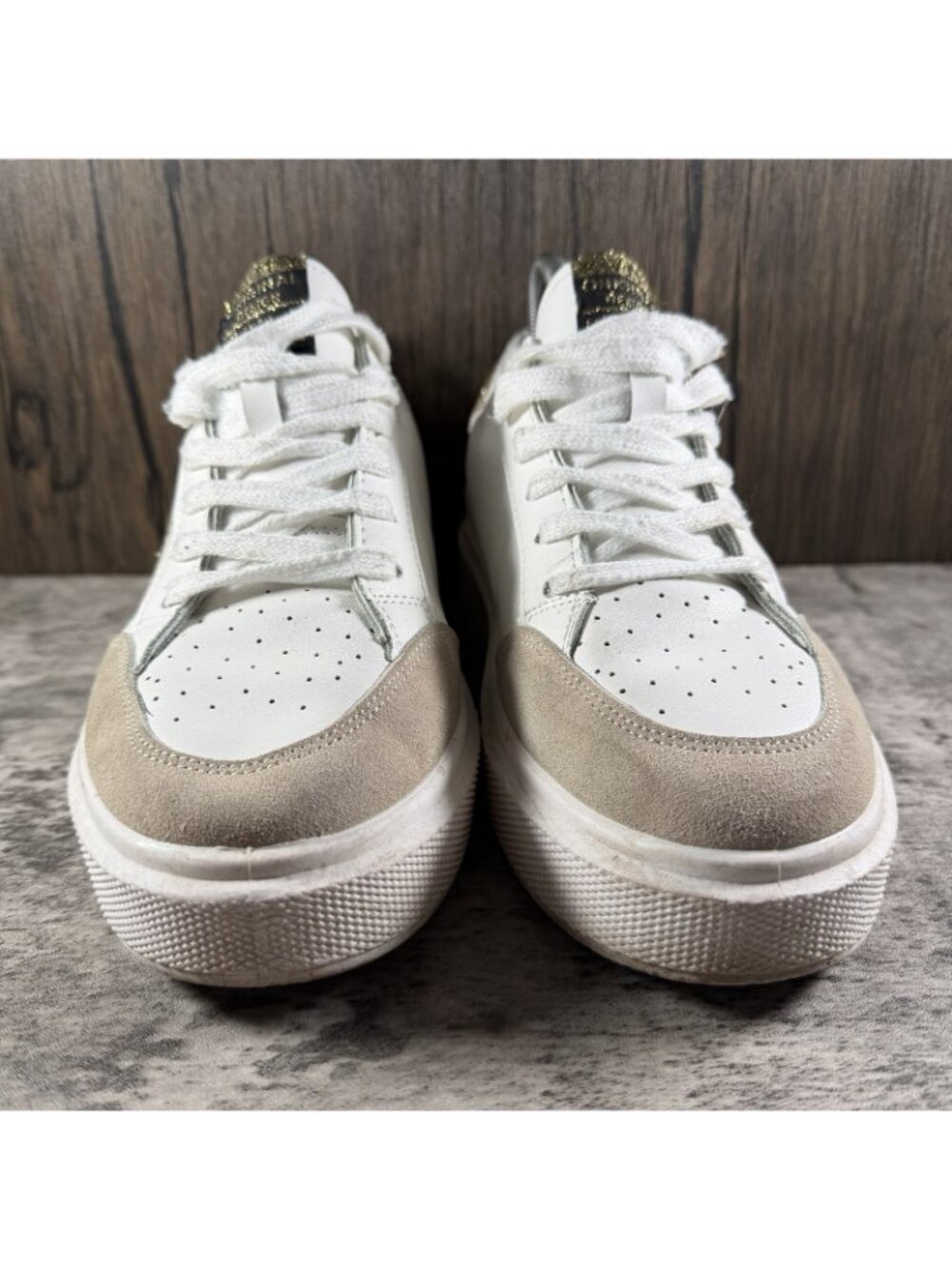 Womens Vintage Havana Sneakers White/Gold Sz 8.5 Platform Shoes - Picture 5 of 10